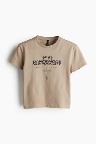 H & M - T-Shirt mit Print - Beige - Damen