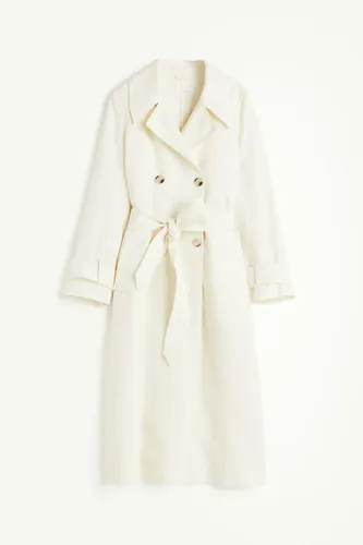 H & M - Trenchcoat aus Leinenmix - Weiß - Damen