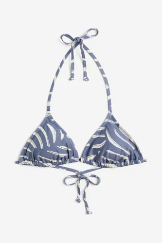 H & M - Wattiertes Triangel-Bikinitop - Blau - Damen