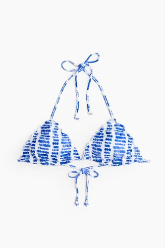 H & M - Wattiertes Triangel-Bikinitop - Blau - Damen