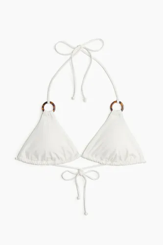 H & M - Wattiertes Triangel-Bikinitop - Weiß - Damen
