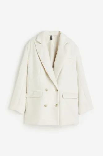 H & M - Zweireihiger Blazer in Oversize-Passform - Weiß - Damen