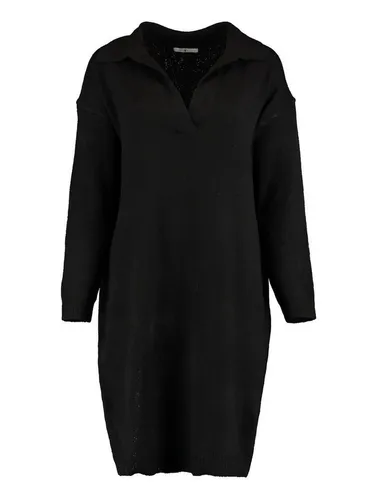 HaILY’S Shirtkleid Langarm Strickkleid Mini Pullover Dress V-Ausschnitt ENYA (lang) 4700 in Schwarz