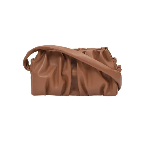 Handbags,Luxuriöse Leder Vague Schultertasche in Taupe Elleme