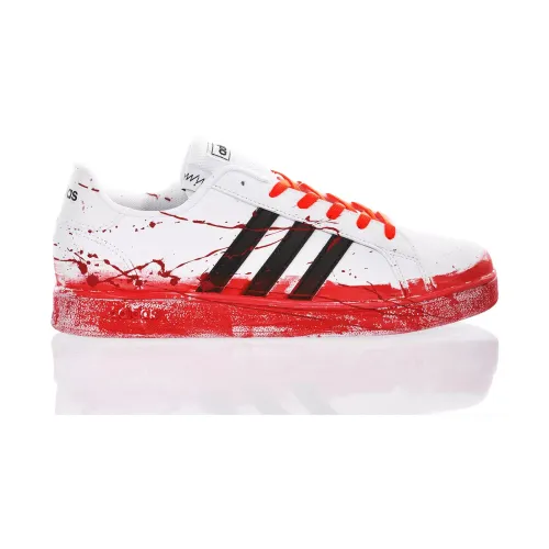 Handgefertigte Weiße Rote Sneakers Adidas