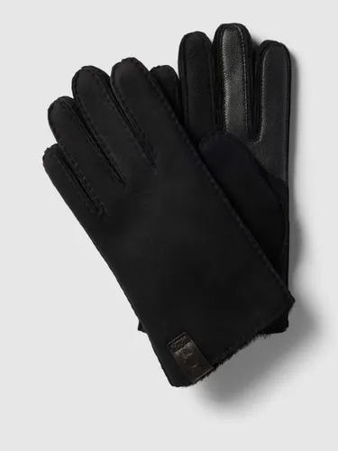 Handschuhe aus Lammfell mit Label-Patch