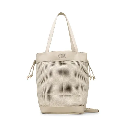 Handtasche Calvin Klein Re-Lock Drawstring Bag Perf K60K610635 Stoney Beige PEA