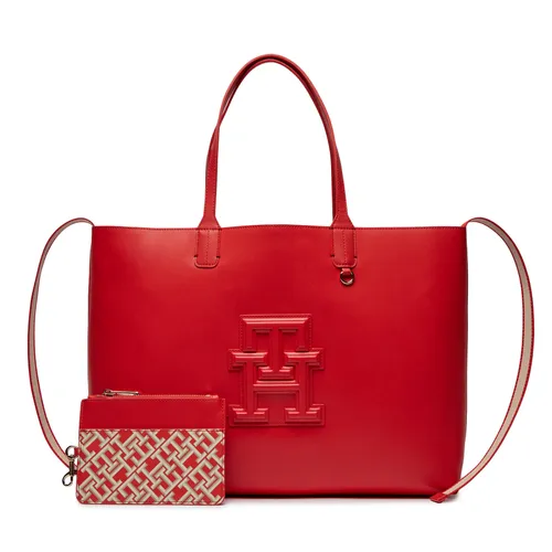 Handtasche Tommy Hilfiger Iconic Tommy Tote Mono Pouch AW0AW16072 Fierce Red XND