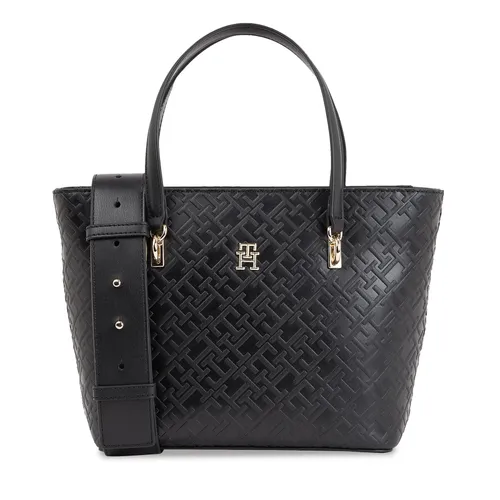 Handtasche Tommy Hilfiger Th Refined Mini Tote Mono AW0AW16002 Black BDS