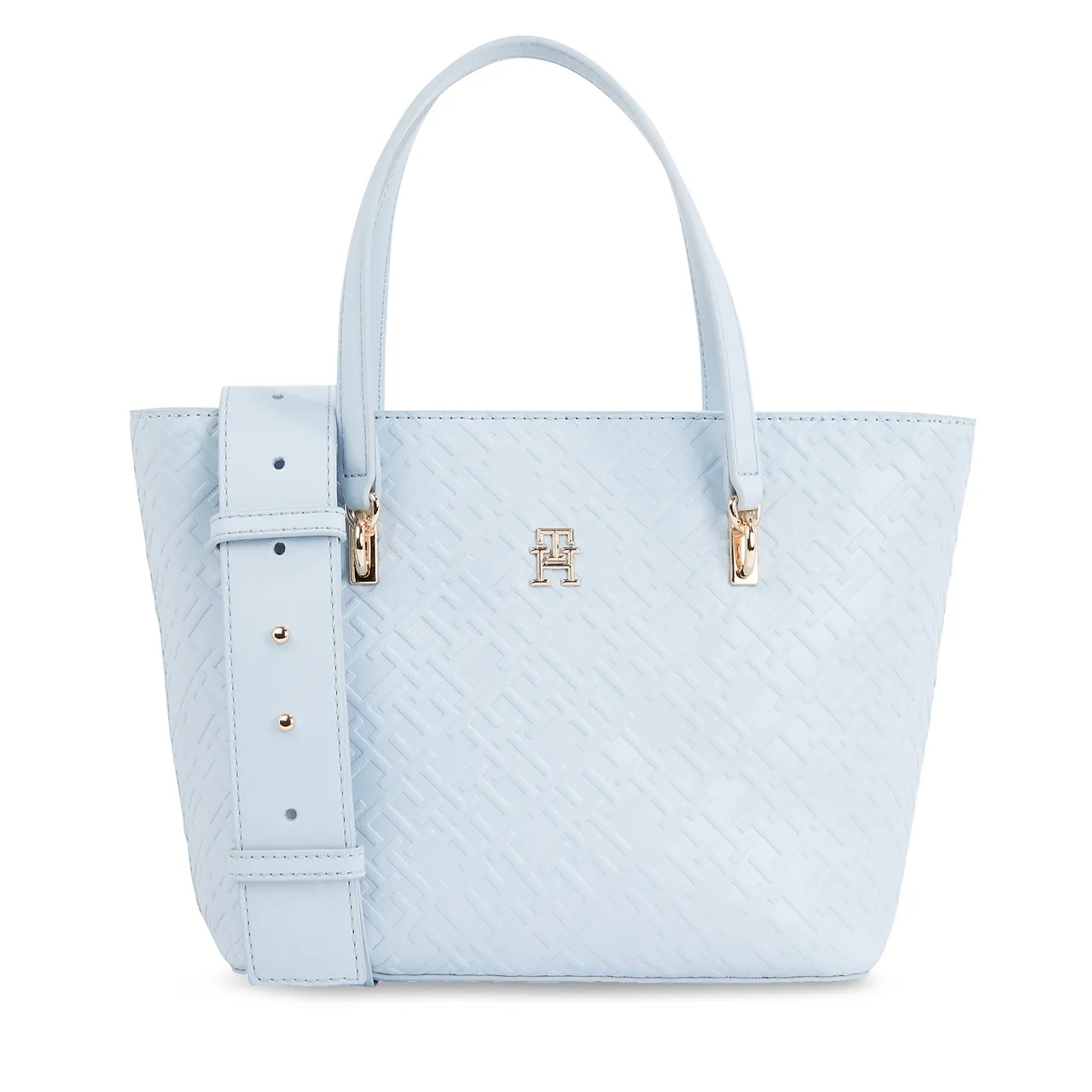 Handtasche Tommy Hilfiger Th Refined Mini Tote Mono AW0AW16002 Himmelblau