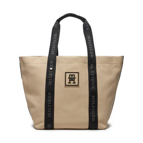 Handtasche Tommy Hilfiger Th Sport Luxe Tote AW0AW15732 White Clay AES