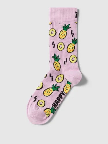 Happy Socks Socken im Allover-Look Modell 'Pineapple' in Flieder