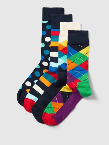 Happy Socks Socken mit Allover-Muster im 4er-Pack in Dunkelblau