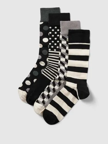 Happy Socks Socken mit Allover-Muster im 4er-Pack Modell 'Classic Black' in Black