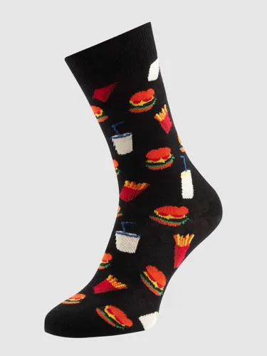Happy Socks Socken mit Allover-Muster Modell 'BURGER' in Black