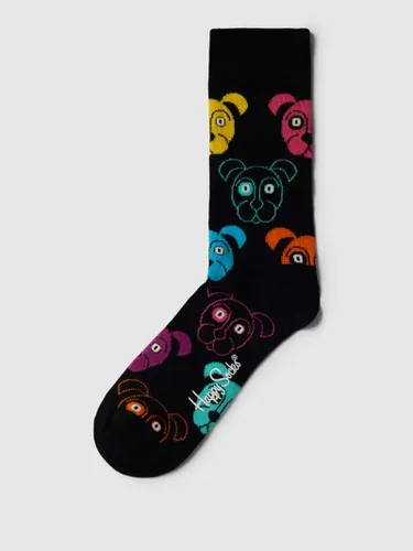 Happy Socks Socken mit Allover-Muster Modell 'DOG' in Black