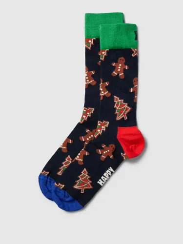 Happy Socks Socken mit Allover-Muster Modell 'Gingerbread Cookie' in Dunkelblau