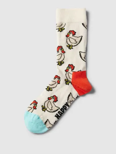 Happy Socks Socken mit Allover-Muster Modell 'Rooster' in Offwhite