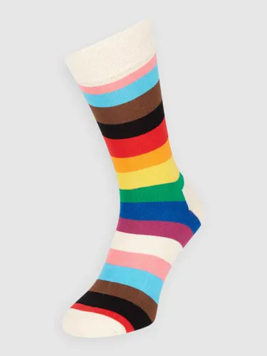 Happy Socks Socken mit Kontraststreifen Modell 'Pride Stripe' in Offwhite