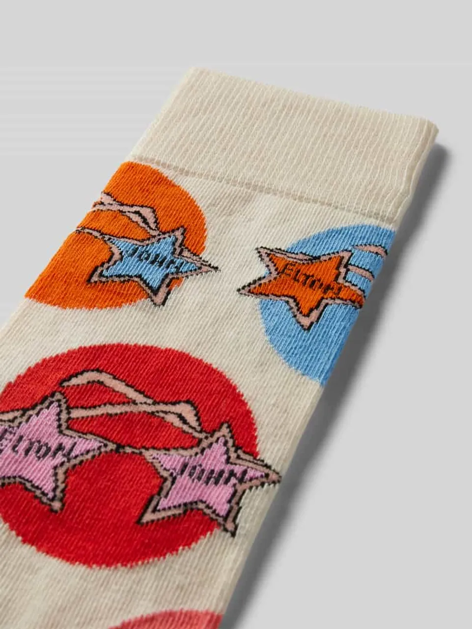 Happy Socks Socken mit Motiv-Print Modell 'Elton Glasses' in Offwhite