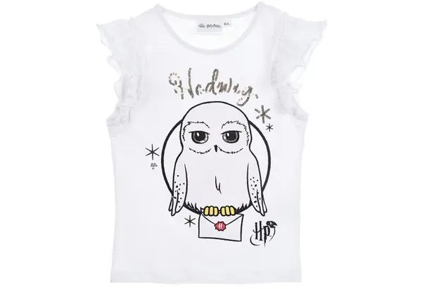 Harry Potter T-Shirt Hedwig Mädchen Kurzarmshirt aus Baumwolle Gr. 98 - 128 cm