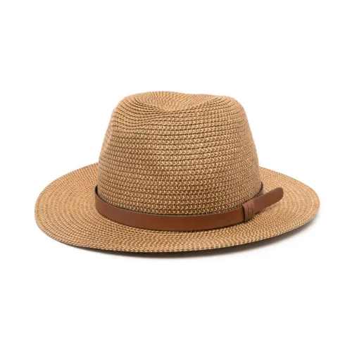 Hats,Brauner Leder Woven Bicolor Hut Emporio Armani