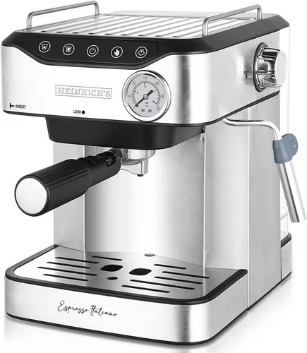Heinrich´s Espressomaschine HES 8688, Edelstahlfilter, 20Bar Ulka Pumpe, Milchaufschäumer mit Barista Zubehör 1,6L