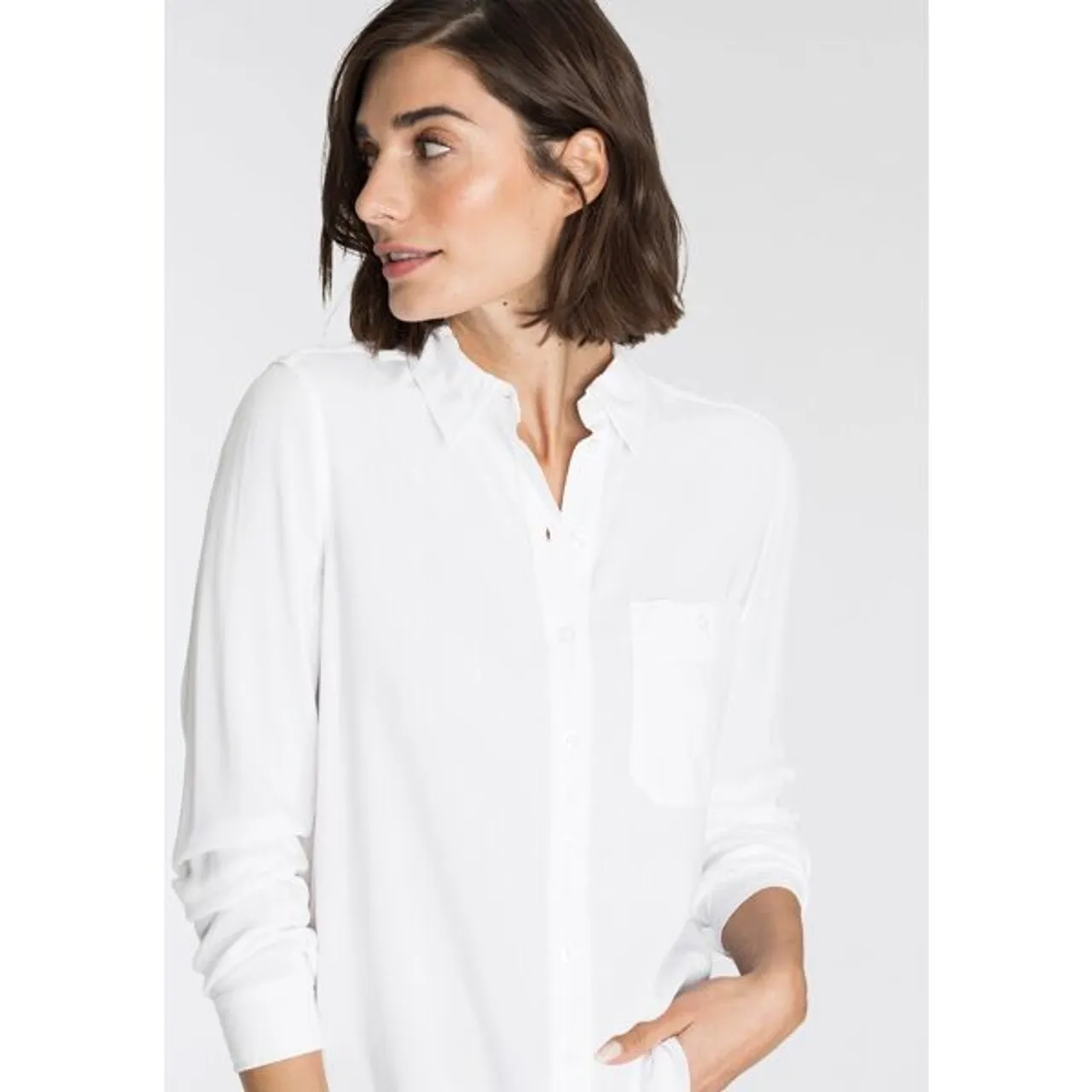 Hemdbluse OTTO PRODUCTS Gr. 34, weiß Damen Blusen langarm aus weicher LENZING™ ECOVERO™ Viskose