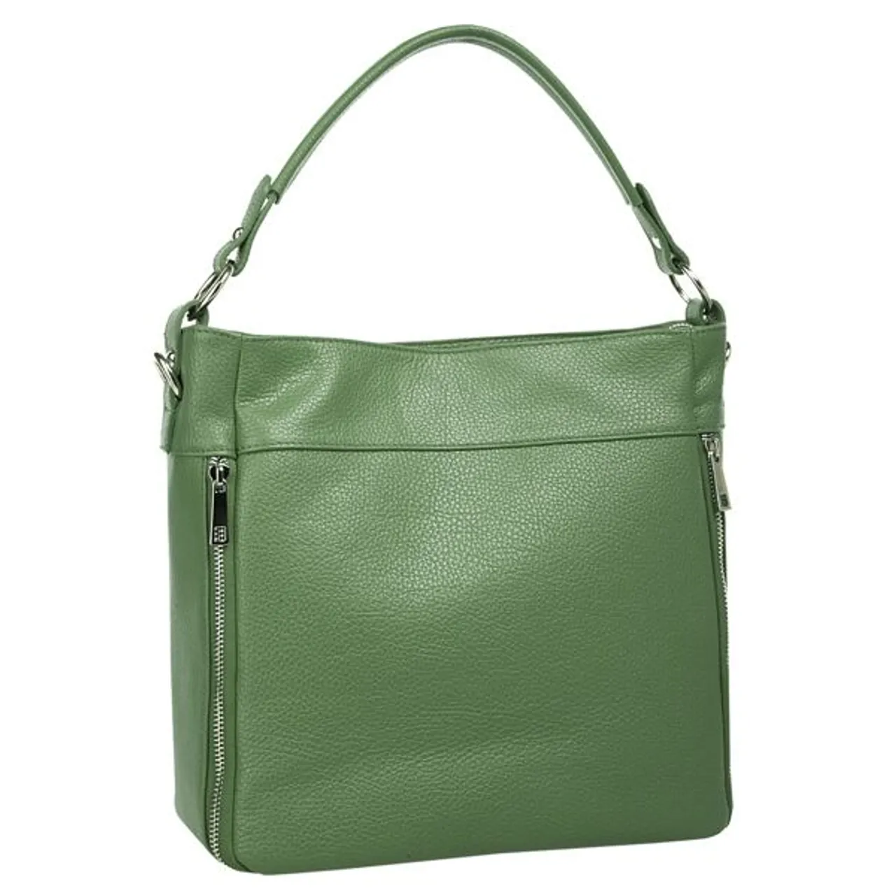 Henkeltasche CLUTY Gr. B/H/T: 35 cm x 27 cm x 9 cm onesize, grün Damen Taschen Handtaschen echt Leder, Made in Italy