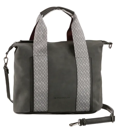 Henkeltasche TOM TAILOR "Cara Bowling bag" Gr. B/H/T: 35 cm x 23 cm x 13 cm, grau (dunkelgrau) Damen Taschen Handtaschen