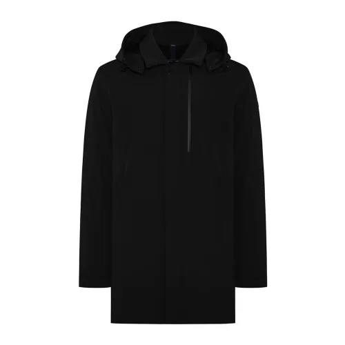 Herren Schwarze Jacke mit Abnehmbarer Gepolsterter Mantel Duno