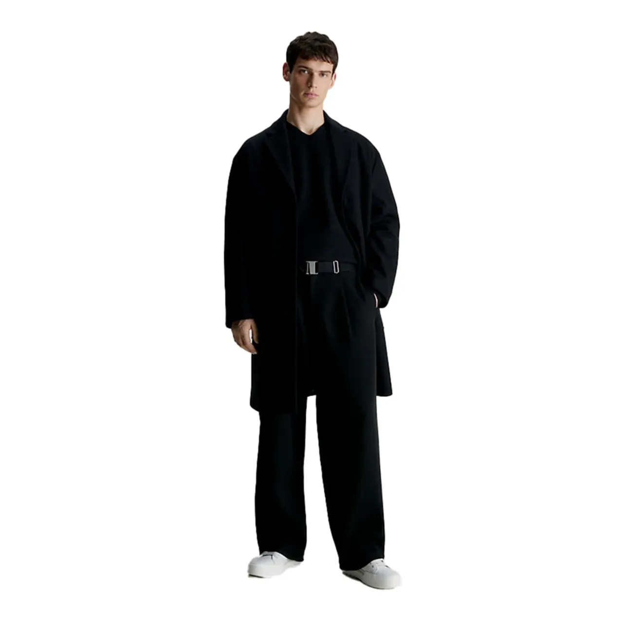 Herren Schwarzer Mantel mit Aufgesetzter Tasche Calvin Klein