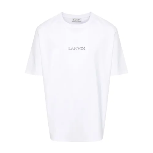 Herren T-Shirt aus weißer Baumwolle mit gesticktem Logo,T-Shirts Lanvin