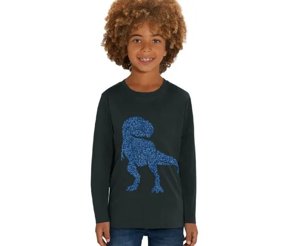 Hilltop Print-Shirt Kinder Langarmshirt aus Biobaumwolle mit Dinosaurier Glitzer Motiv