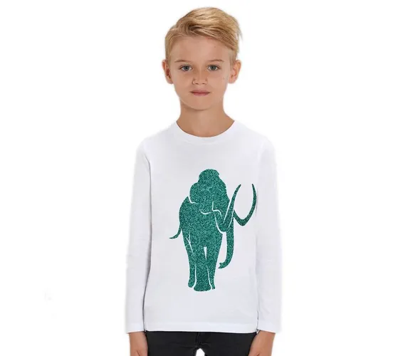 Hilltop Print-Shirt Kinder Langarmshirt aus Biobaumwolle mit Mammut Glitzer Motiv