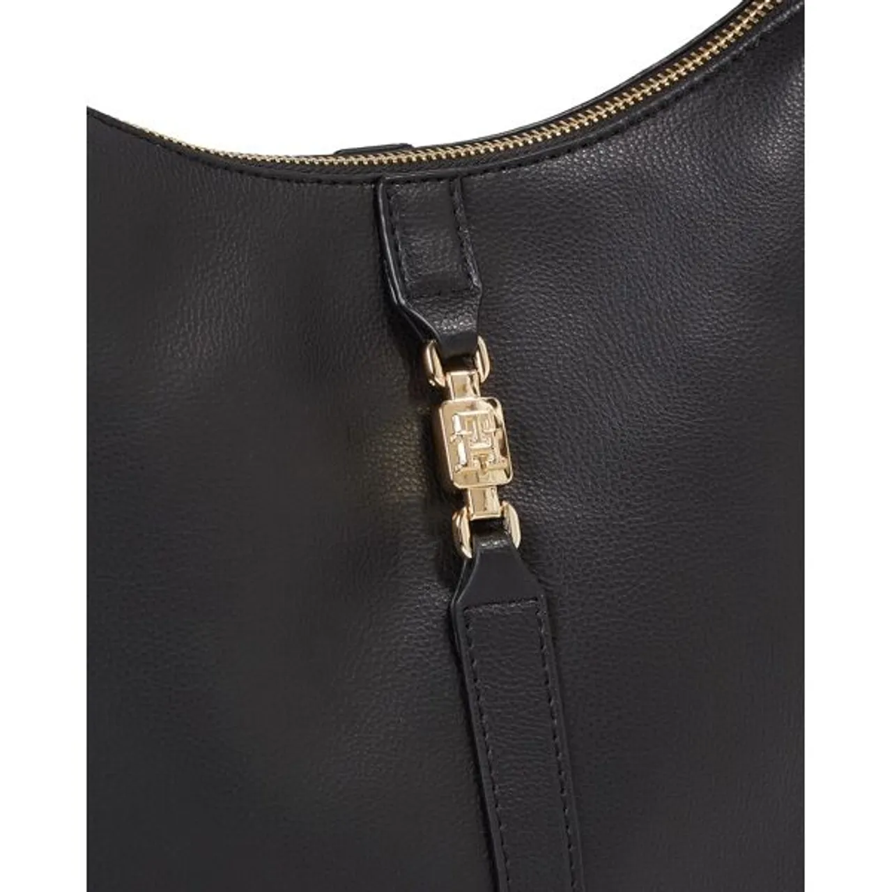 Hobo TOMMY HILFIGER "TH FEMININE HOBO" Gr. B/H/T: 32 cm x 27 cm x 13 cm, schwarz (black) Damen Taschen Handtaschen