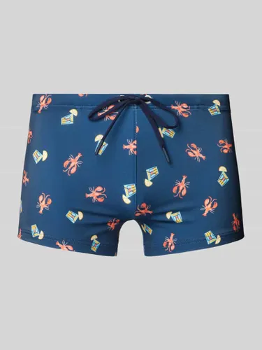 HOM Badehose mit Allover-Muster Modell 'BEACHCLUB' in Marine