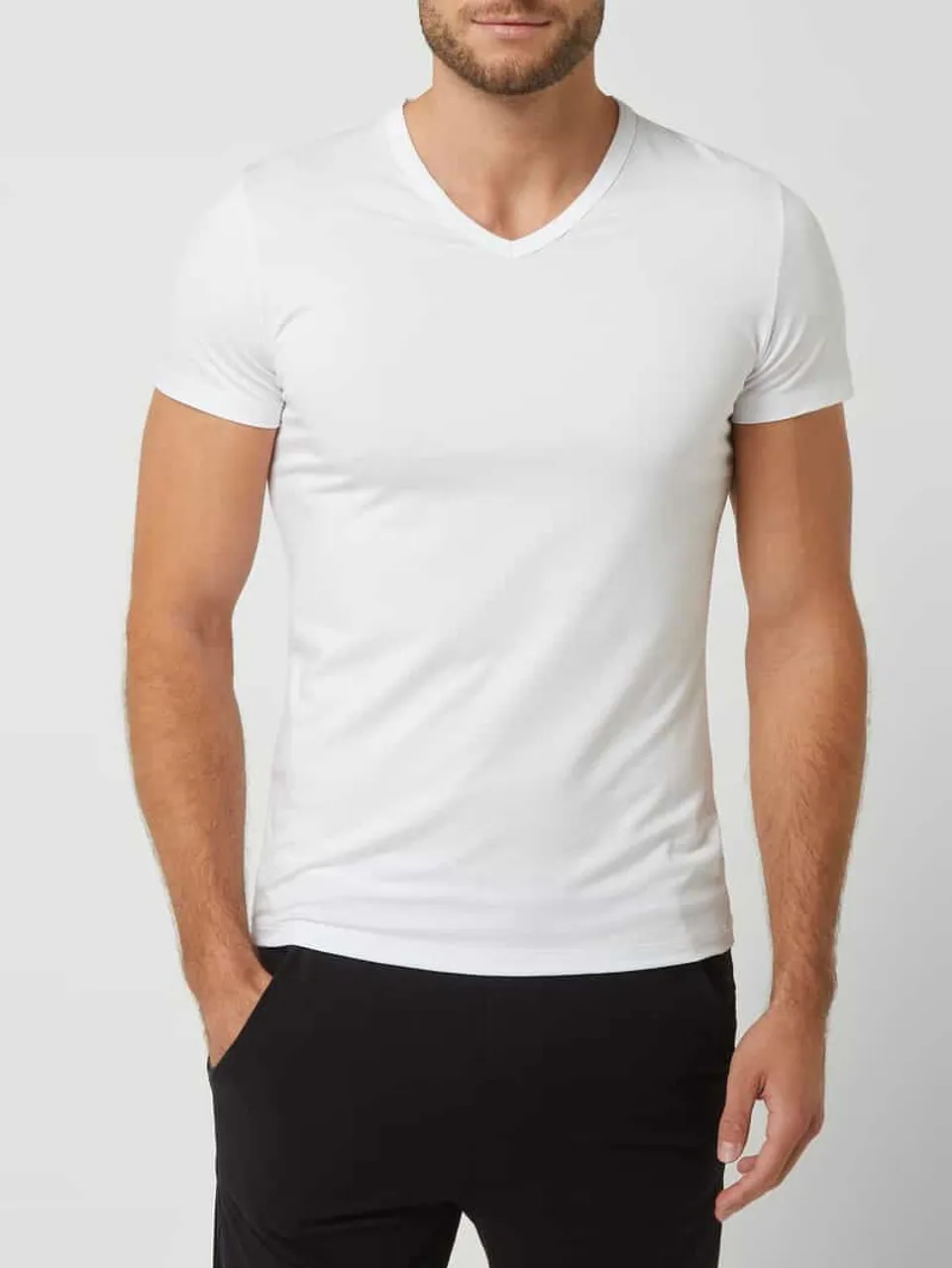 HOM T-Shirt mit Modal-Anteil in Weiss