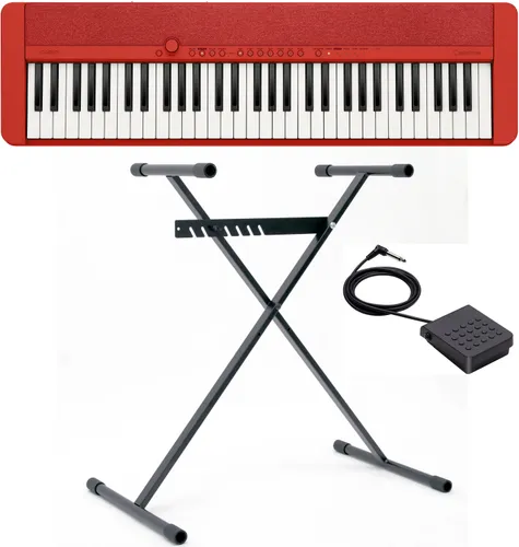 Home Keyboard CASIO "Piano-Keyboard-Set CT-S1RDSET" Tasteninstrumente rot Ab 6-8 Jahren