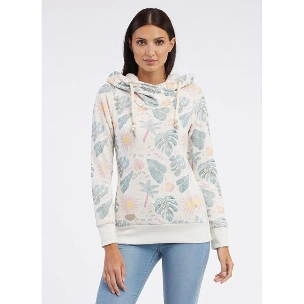 Hoodie RAGWEAR "GRIPY PRINT COMFY" Gr. XL (42), beige Damen Sweatshirts -jacken mit floralem Alloverprint