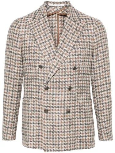 houndstooth double-breasted blazer