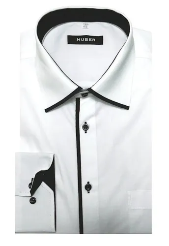 Huber Hemden Businesshemd HU-0100 Kentkragen Kontraststoff Regular Fit-gerader Schnitt, Made in EU