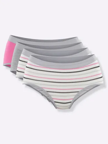 Hüftslip WÄSCHEPUR Gr. 40/42, 4 St., pink (2 x uni, 2 geringelt) Damen Unterhosen Taillenslips