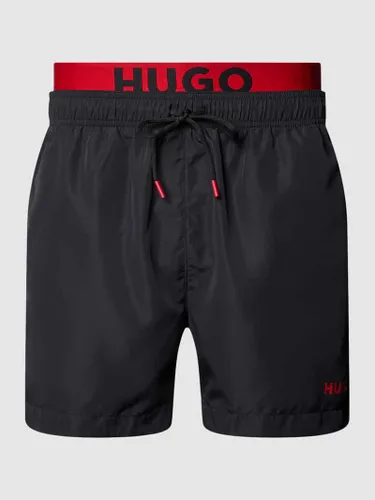 HUGO Badehose im Double-Layer-Look Modell 'FLEX' in Black