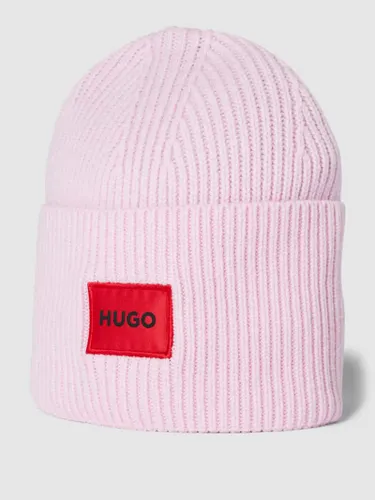 HUGO Beanie mit Label-Detail Modell 'Saffa' in Rosé