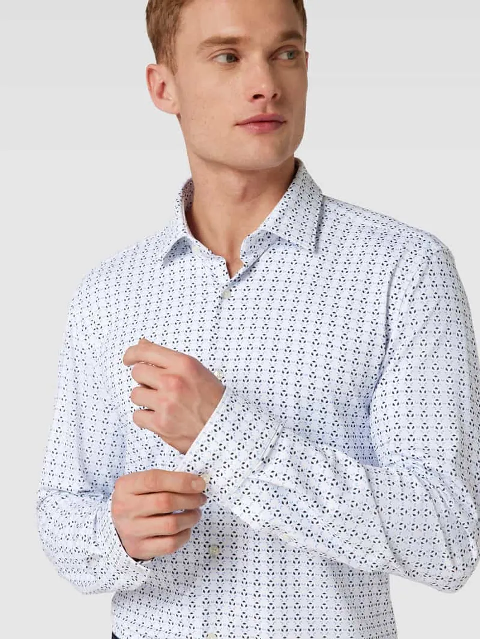 HUGO Business-Hemd mit Allover-Muster Modell 'Kenno' in Hellblau