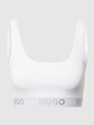 HUGO Bustier mit Logo-Bund Modell 'Bralette Sporty Logo' in Weiss