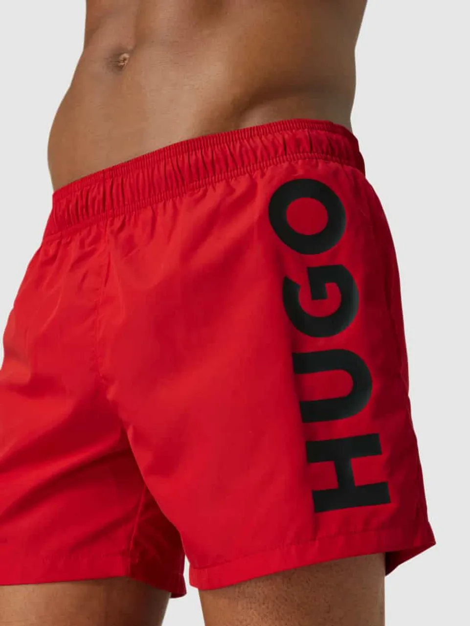 HUGO CLASSIFICATION Badehose mit Label-Schriftzug Modell 'ABAS' in Rot