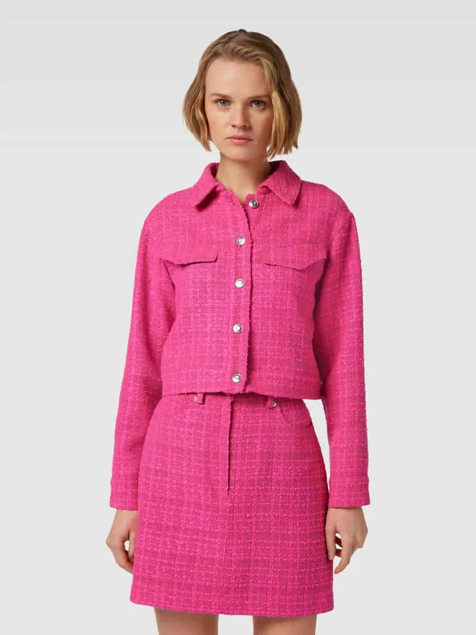 HUGO Cropped Blazer mit Umlegekragen Modell 'Akulanna' in Pink