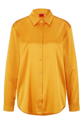 HUGO Damen Evish Relaxed-Fit Bluse aus Stretch-Satin Orange